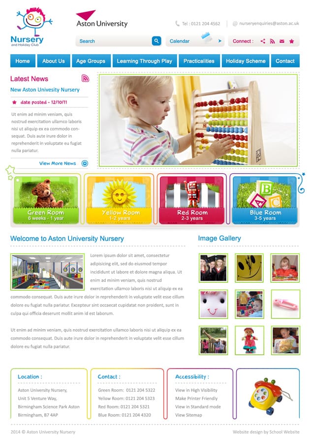 Aston Nursery home page content